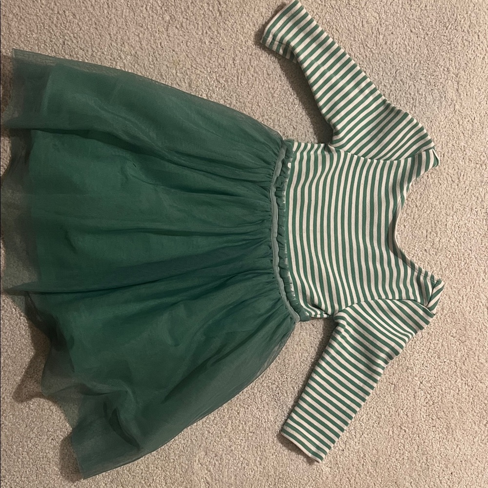 Boden Green Striped Tulle Skirt Dress